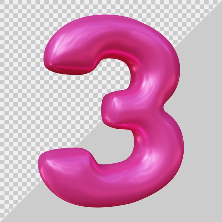 PSD representación 3d del número 3 con estilo moderno.