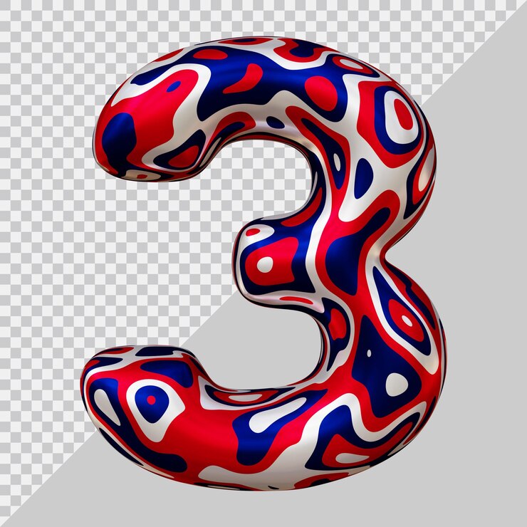 PSD representación 3d del número 3 con estilo moderno.