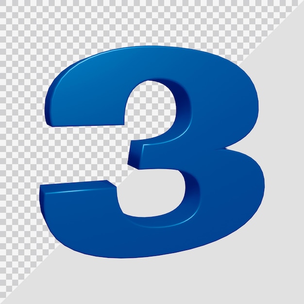 Representación 3D del número 3