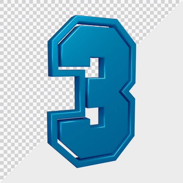 Representación 3D del número 3