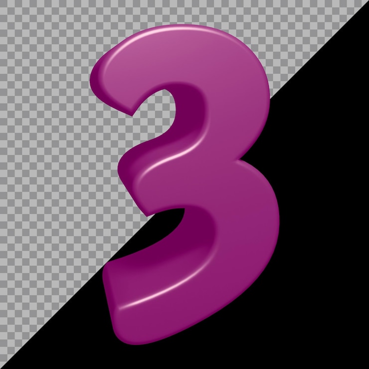 PSD representación 3d del número 3