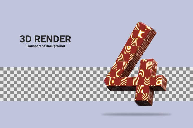 PSD representación 3d número 4 aislado