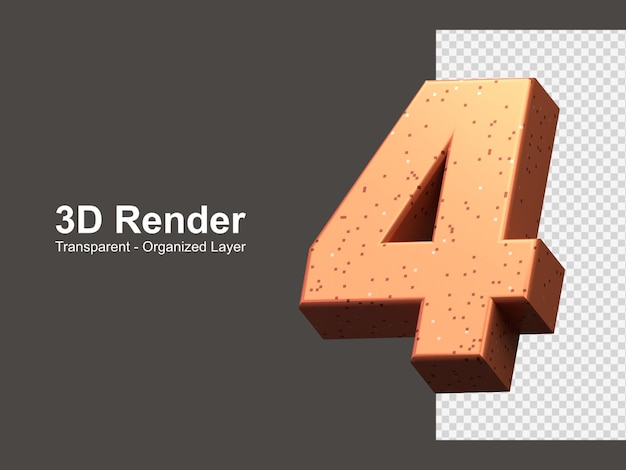 Representación 3d número 4 aislado