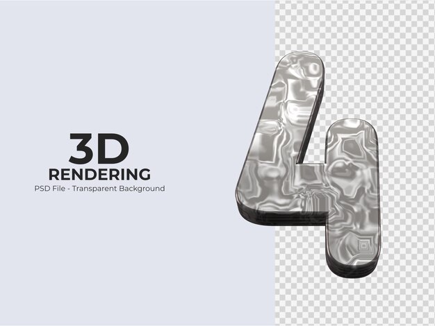 Representación 3d número 4 aislado