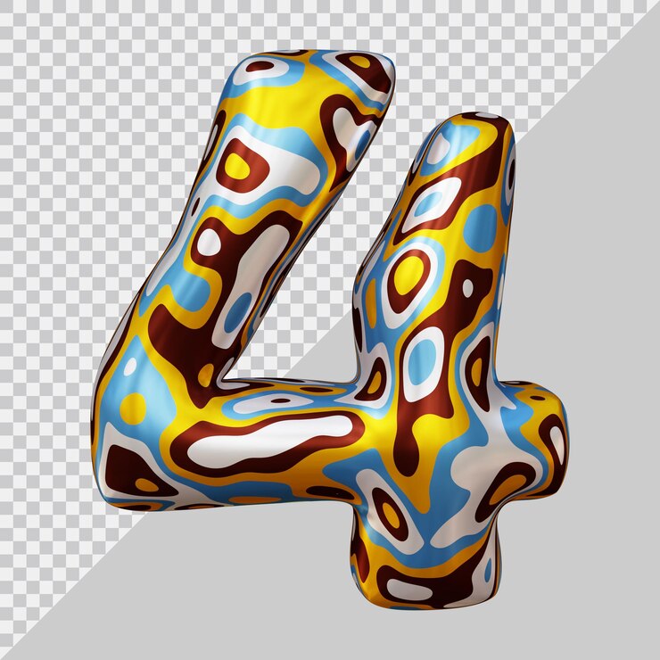 PSD representación 3d del número 4 con estilo moderno.