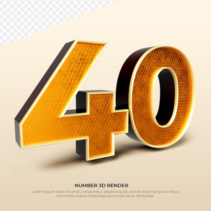 PSD representación 3d del número 40