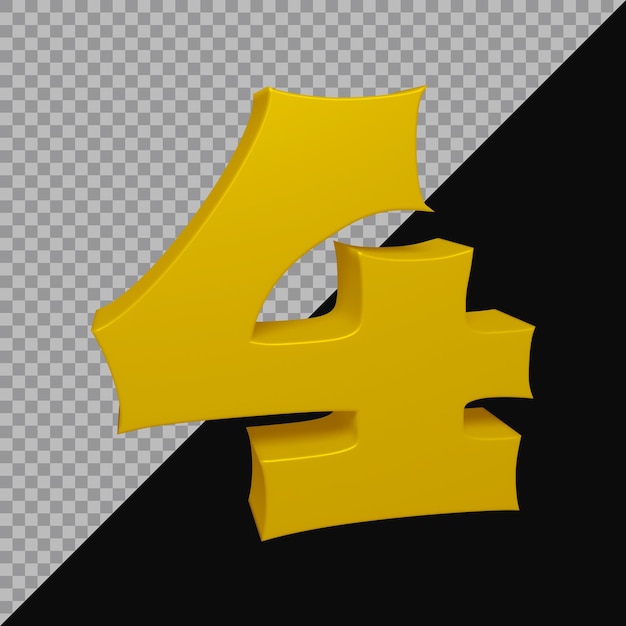 Representación 3D del número 4