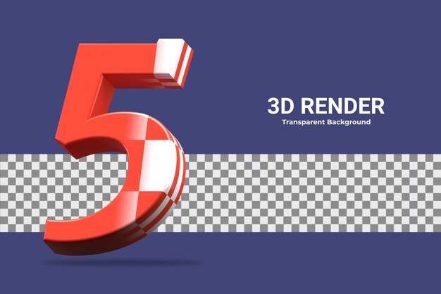 PSD representación 3d número 5 aislado