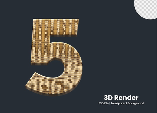 PSD representación 3d número 5 aislado