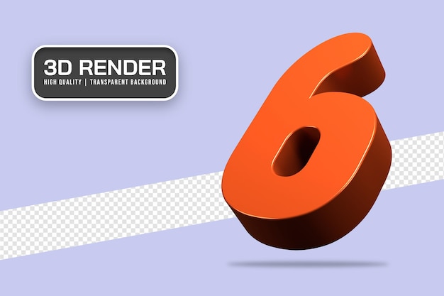 PSD representación 3d número 6 aislado