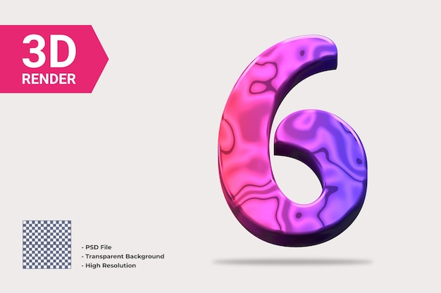 Representación 3d número 6 aislado