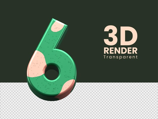 Representación 3d número 6 aislado