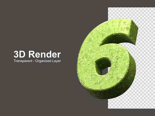 Representación 3d número 6 aislado
