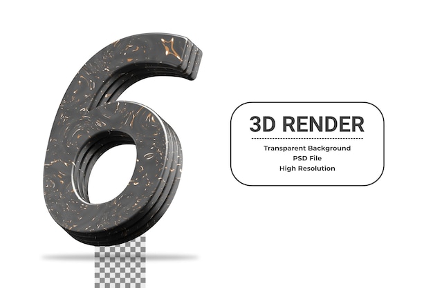 Representación 3d número 6 aislado