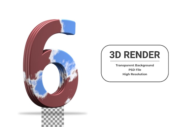 Representación 3d número 6 aislado