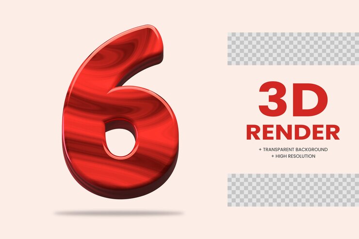 PSD representación 3d número 6 aislado