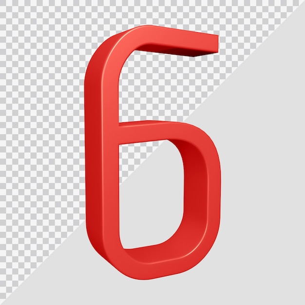 Representación 3D del número 6
