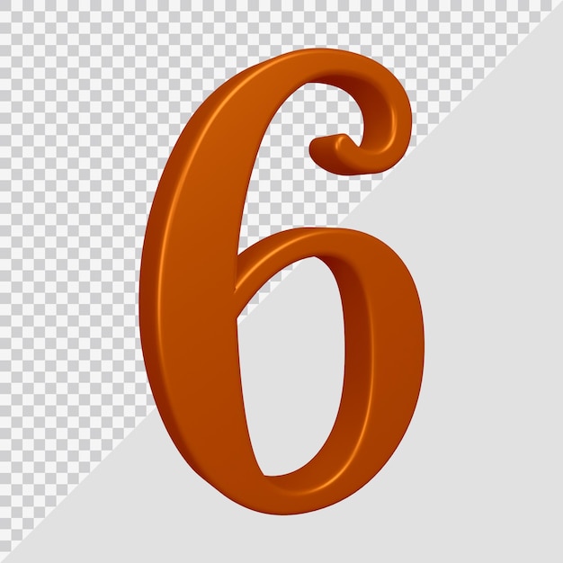 Representación 3D del número 6