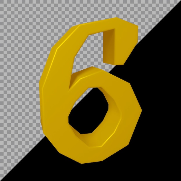 Representación 3D del número 6