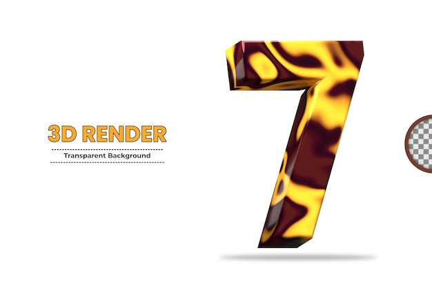 Representación 3d número 7 aislado