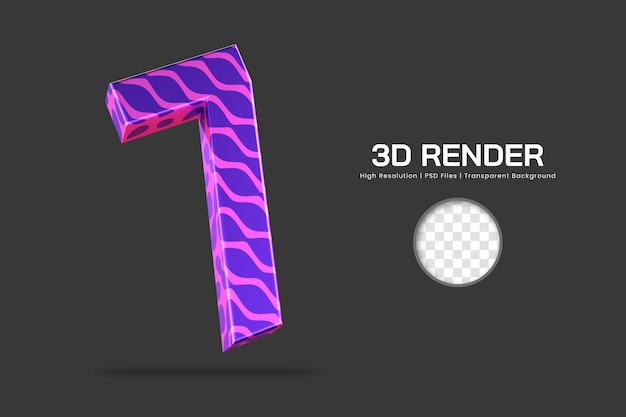 Representación 3d número 7 aislado