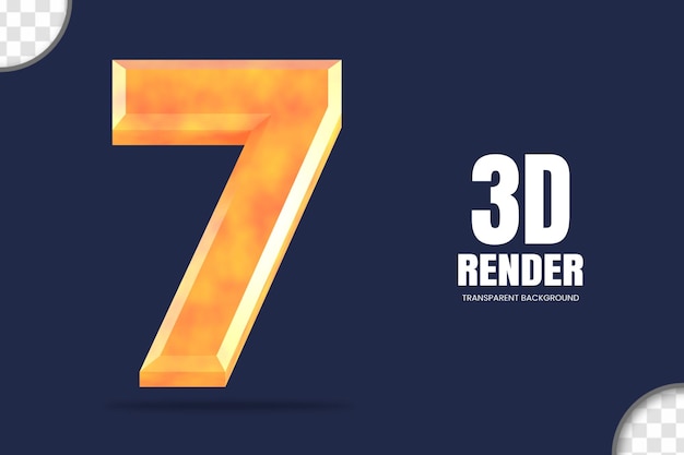 Representación 3d número 7 aislado