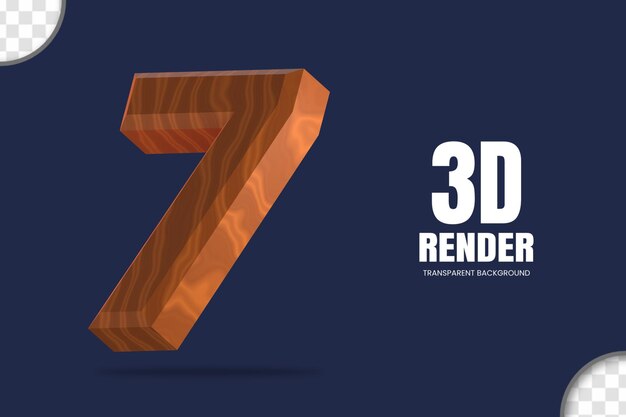 Representación 3d número 7 aislado