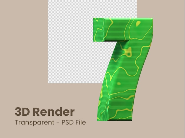 Representación 3d número 7 aislado