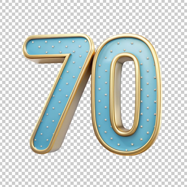Representación 3D del número 70