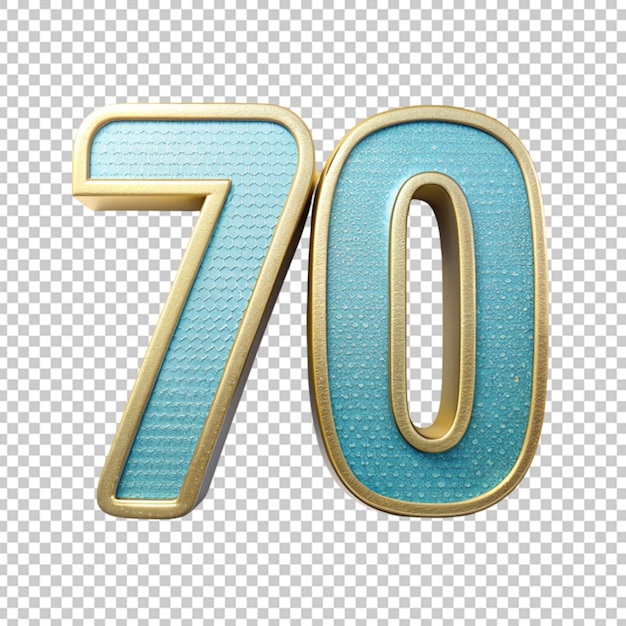 Representación 3D del número 70