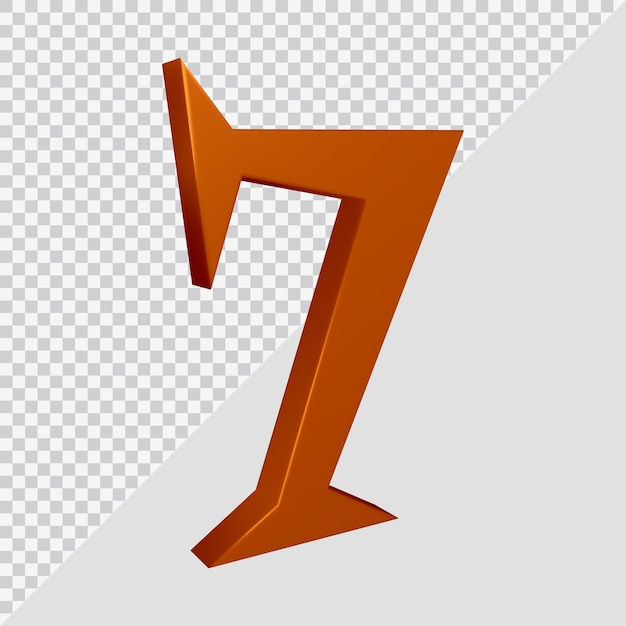 Representación 3D del número 7