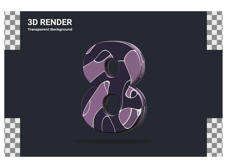 PSD representación 3d número 8 aislado