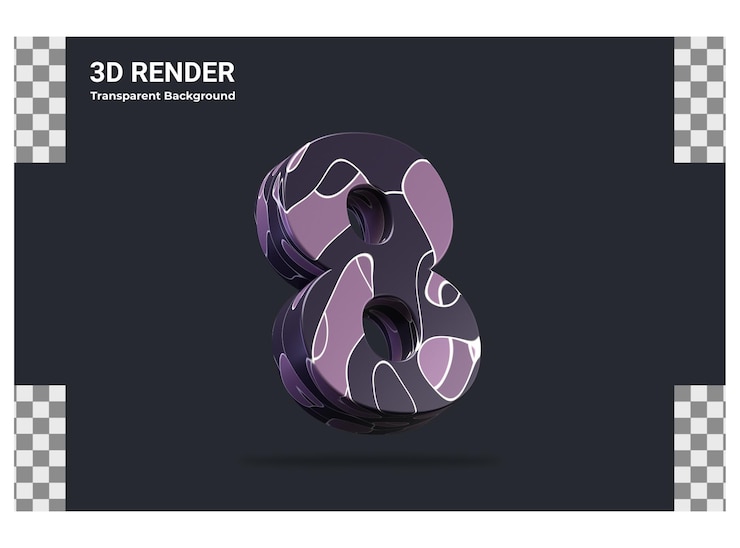 PSD representación 3d número 8 aislado