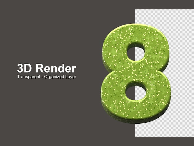 Representación 3d número 8 aislado