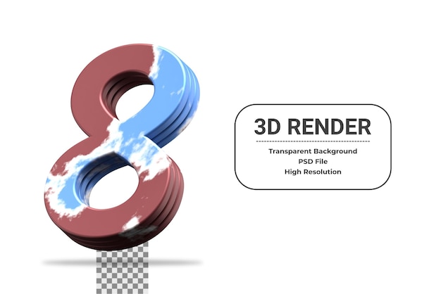 Representación 3d número 8 aislado