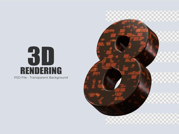 PSD representación 3d número 8 aislado