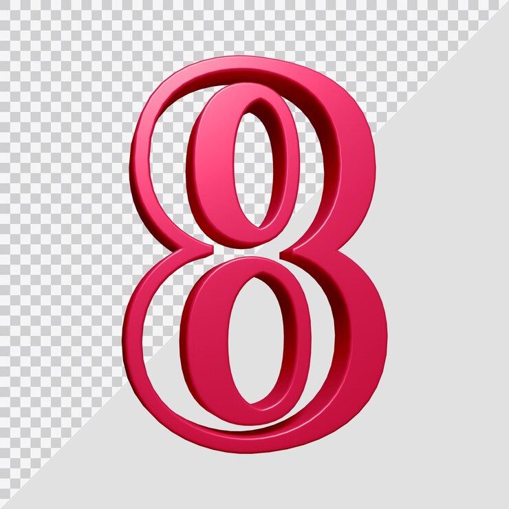 PSD representación 3d del número 8