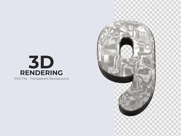 Representación 3d número 9 aislado