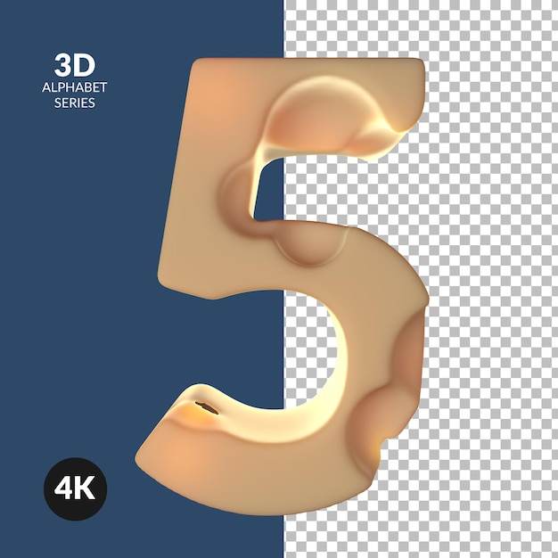 PSD representación 3d del número del alfabeto