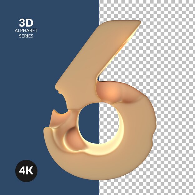 Representación 3d del número del alfabeto