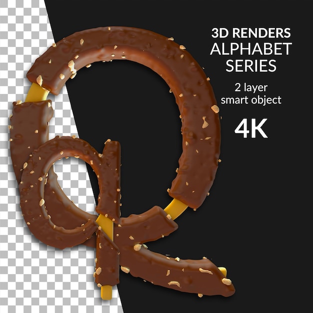 Representación 3D de números del alfabeto aislados