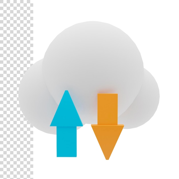 Representación 3d o ilustración transferencia de datos en la nube