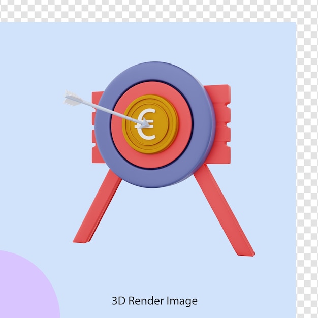 Representación 3d del objetivo del dinero del euro