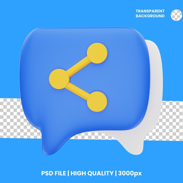 PSD representación 3d objeto de icono compartir medios