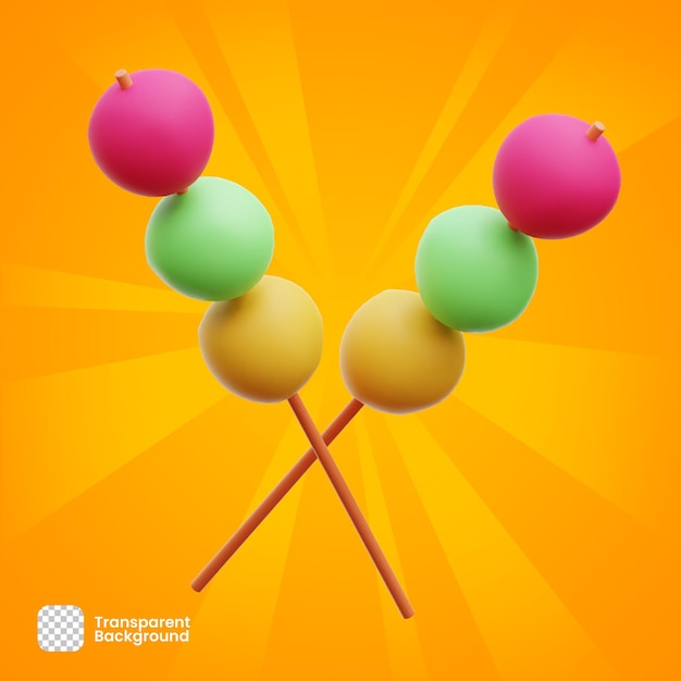 Representación 3D Objeto Japonés Dulce Satay PNG Transparente PSD Premium PSD Premium