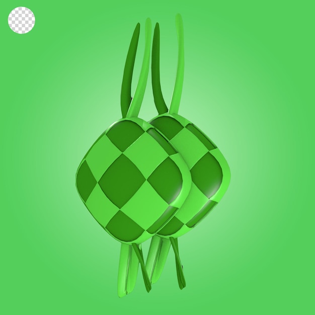 PSD representación 3d del objeto ketupat de comida tradicional indonesia