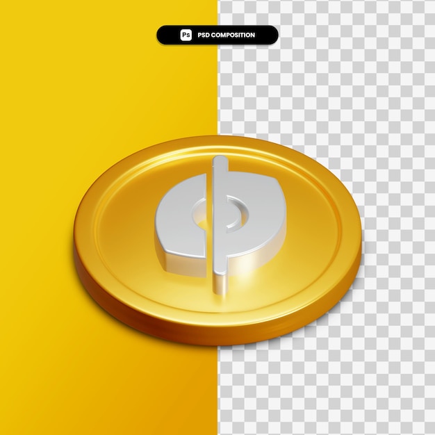 PSD representación 3d ocultar icono en círculo dorado aislado