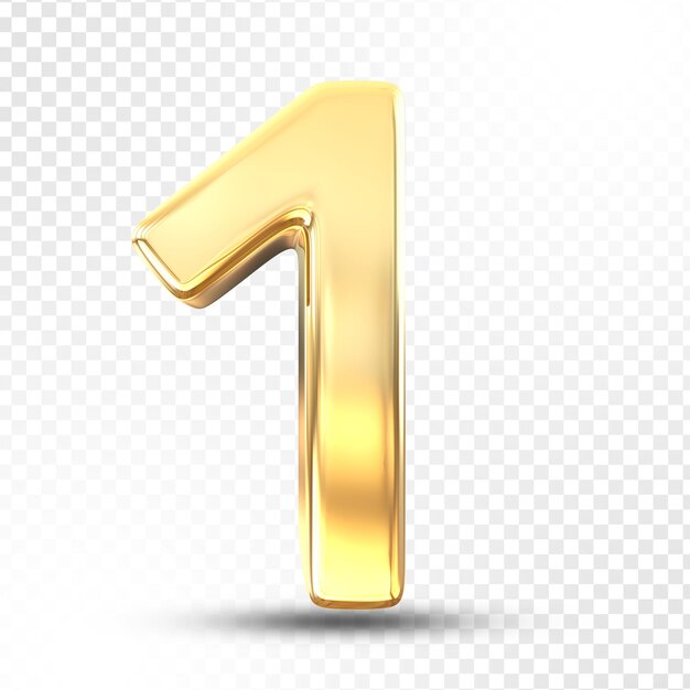 Representación 3d de oro 1 aislada sobre fondo transparente