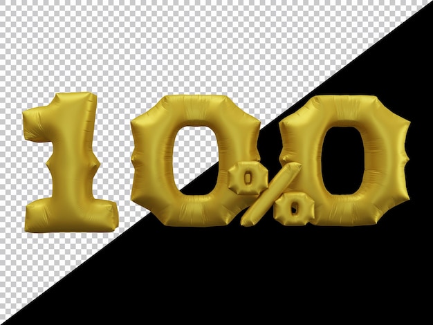 Representación 3d de oro 100 por ciento globo