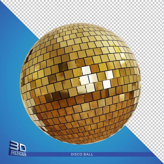 PSD representación 3d de oro bola de discoteca aislada